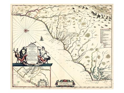 1682, North Carolina and South Carolina Region Map, North Carolina, United Says graphic regarding Printable Map of South Carolina referred to as 1682, North Carolina and South Carolina Nation Map, North Carolina, United Suggests